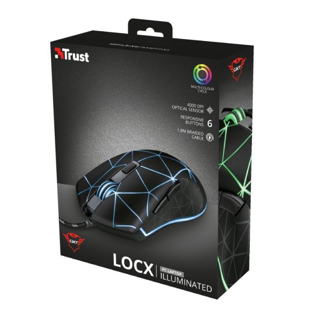 Trust - GXT 133 Locx ratón Juego mano derecha USB tipo A Óptico 4000 DPI