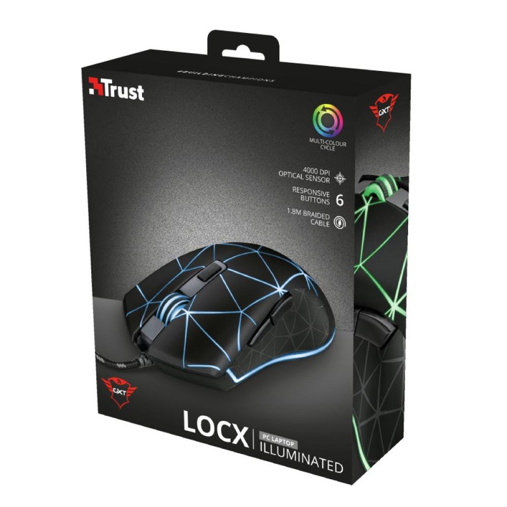 Trust - GXT 133 Locx ratón Juego mano derecha USB tipo A Óptico 4000 DPI