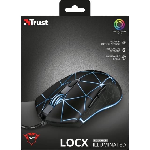 Trust - GXT 133 Locx ratón Juego mano derecha USB tipo A Óptico 4000 DPI