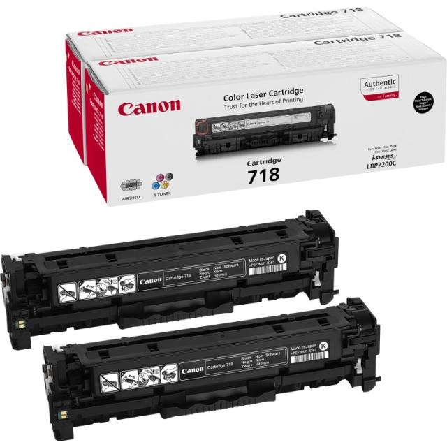 Canon - CRG-718 Bk VP cartucho de tóner 2 pieza(s) Original Negro