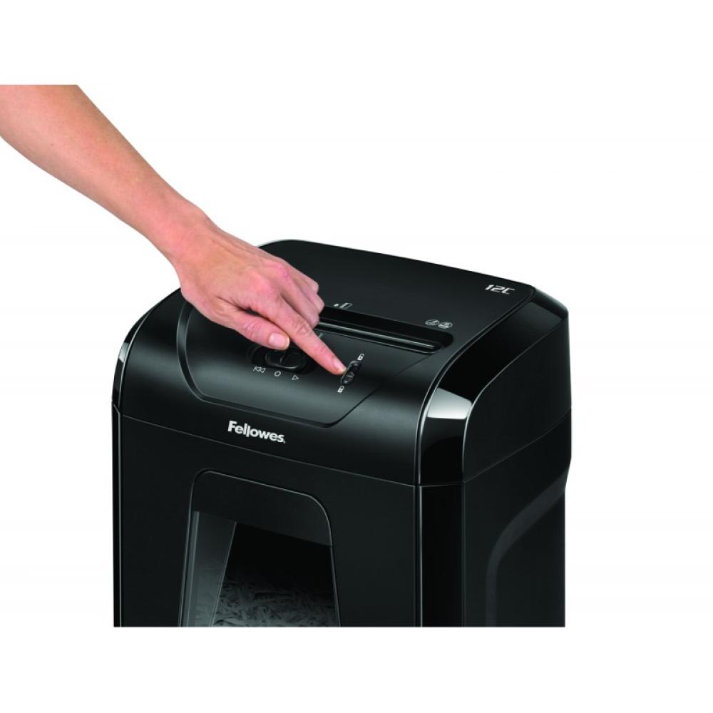 Fellowes - Powershred 12C triturador de papel Corte cruzado 22,5 cm Negro