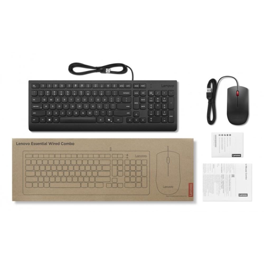 Lenovo - Essential Wired Combo (ES 172) teclado Ratón incluido Universal USB Español Negro