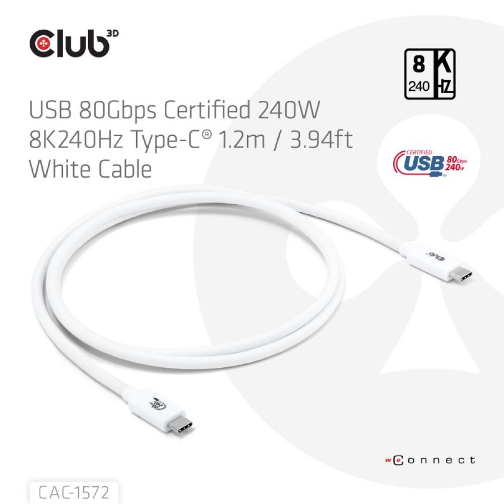 CLUB3D - CAC-1572 cable USB USB4 Gen 2x2 1,2 m USB C Blanco
