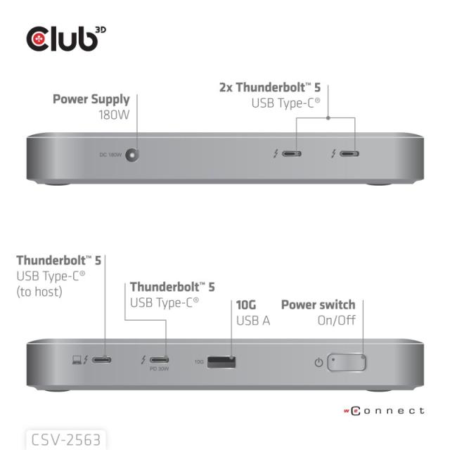 CLUB3D - CSV-2563 hub de interfaz Thunderbolt 5 120000 Mbit/s Plata