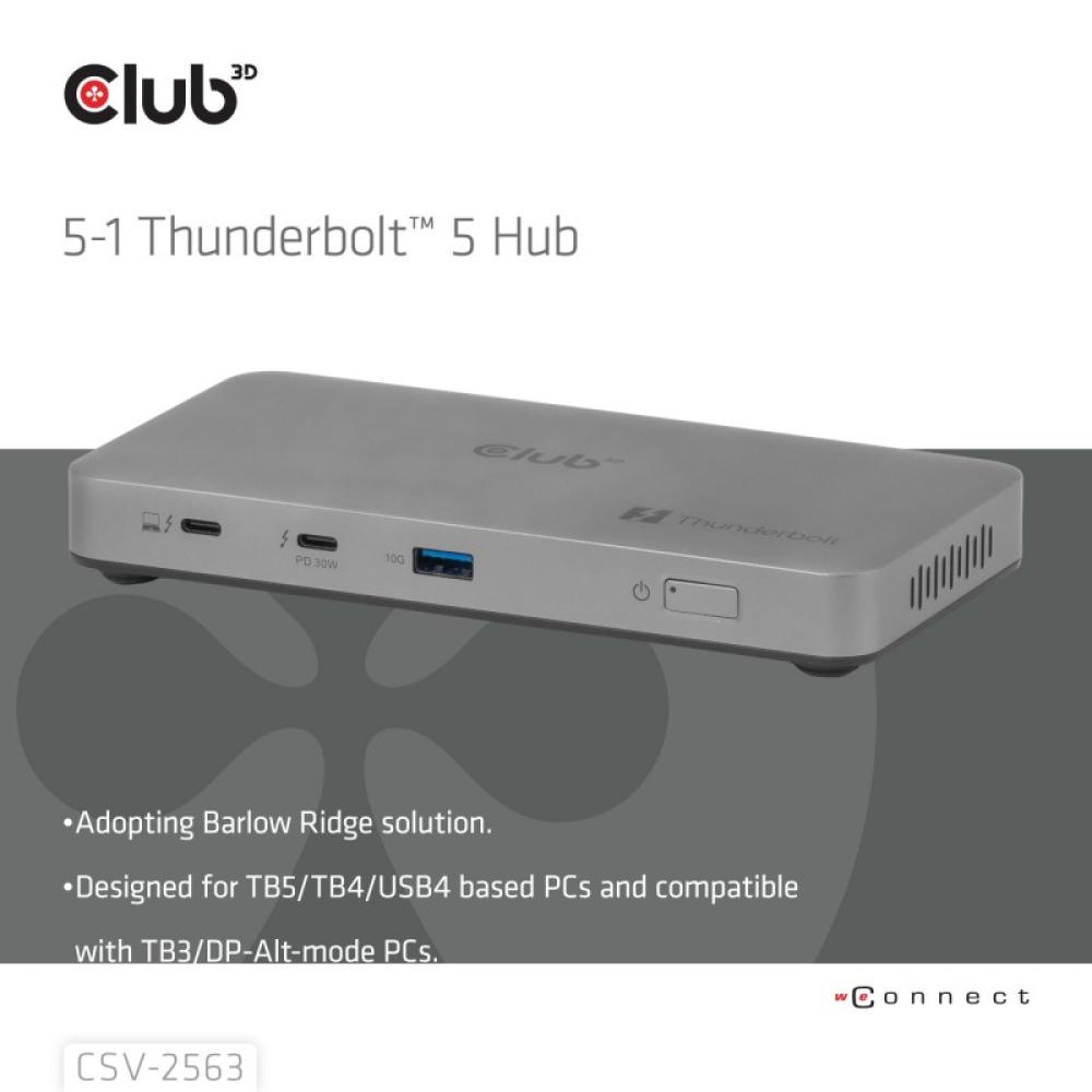 CLUB3D - CSV-2563 hub de interfaz Thunderbolt 5 120000 Mbit/s Plata