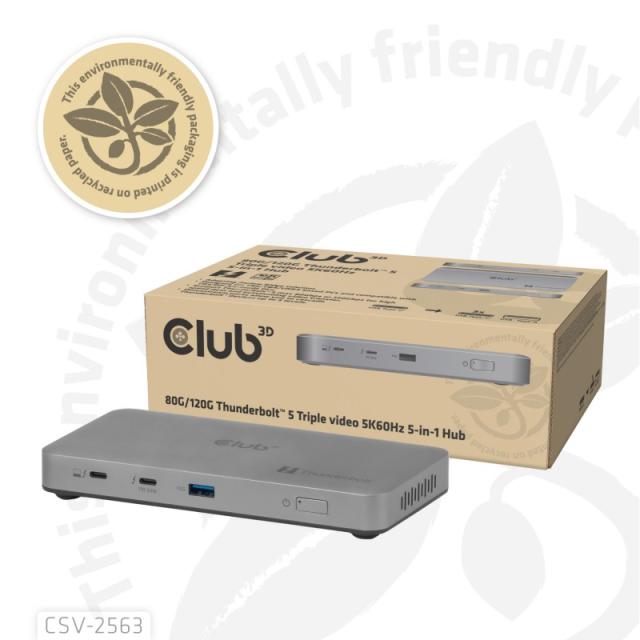 CLUB3D - CSV-2563 hub de interfaz Thunderbolt 5 120000 Mbit/s Plata