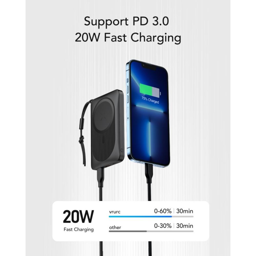 VEGER - MagOn W1151-B 10000mAh powerbank Magnetic Wireless PD20W