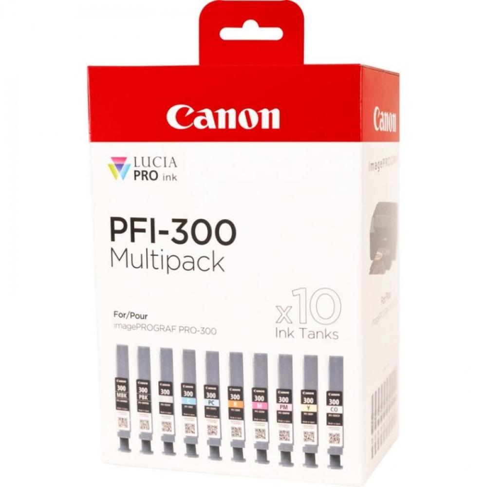 Canon - PFI-300 cartucho de tinta 10 pieza(s) Original Negro, Azul, Cian, Gris, Magenta, Foto negro, Foto magenta, Rojo, Amarill