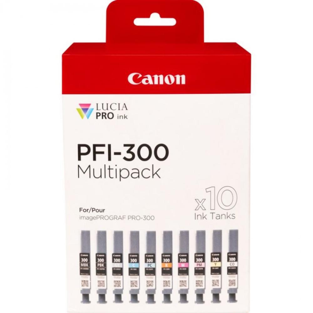 Canon - PFI-300 cartucho de tinta 10 pieza(s) Original Negro, Azul, Cian, Gris, Magenta, Foto negro, Foto magenta, Rojo, Amarill