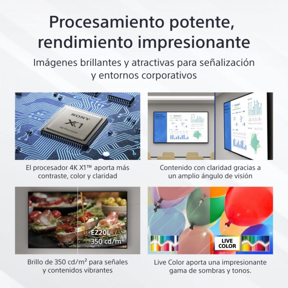 Sony - FW-55EZ20L pantalla de señalización Pantalla plana para señalización digital 139,7 cm (55") LED Wifi 350 cd / m² 4K Ultra