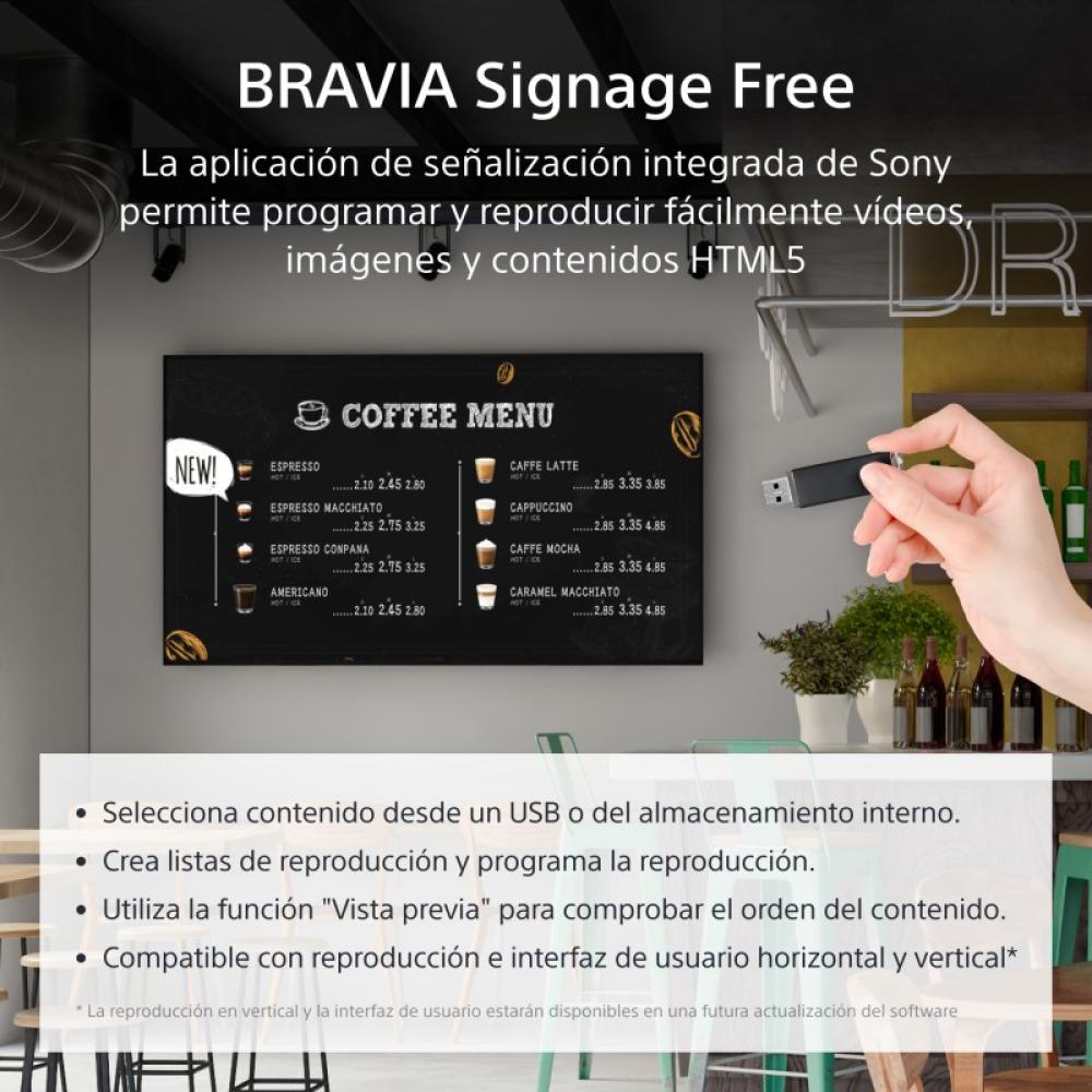 Sony - FW-55EZ20L pantalla de señalización Pantalla plana para señalización digital 139,7 cm (55") LED Wifi 350 cd / m² 4K Ultra