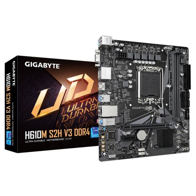 GIGABYTE - H610M S2H V3 DDR4 Placa base - Compatible con procesadores Intel Core 14th CPUs, 4+1+1 Hybrid Digital VRM, up to 3200