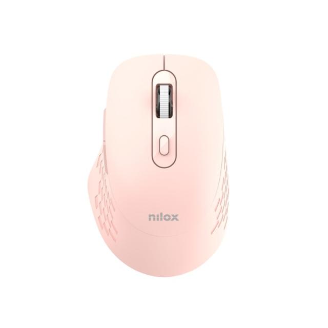 Nilox - RATON DUAL WIRELESS 1600 DPI ROSA ratón Oficina Bluetooth + USB Type-A Óptico