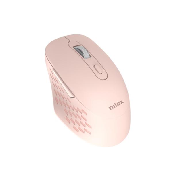 Nilox - RATON DUAL WIRELESS 1600 DPI ROSA ratón Oficina Bluetooth + USB Type-A Óptico