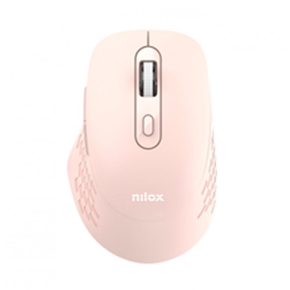 Nilox - RATON DUAL WIRELESS 1600 DPI ROSA ratón Oficina Bluetooth + USB Type-A Óptico