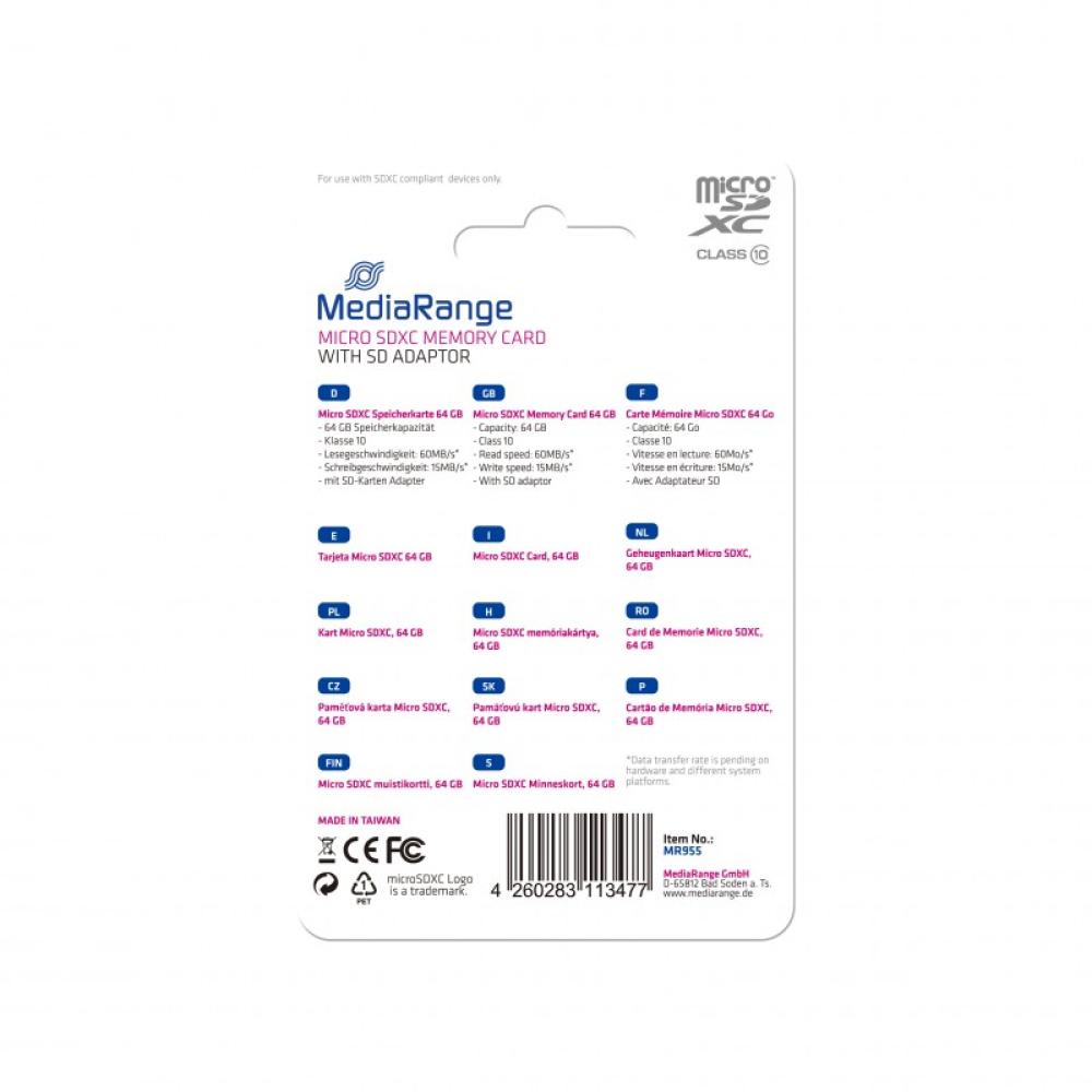 MediaRange - MR955 memoria flash 64 GB MicroSDXC Clase 10