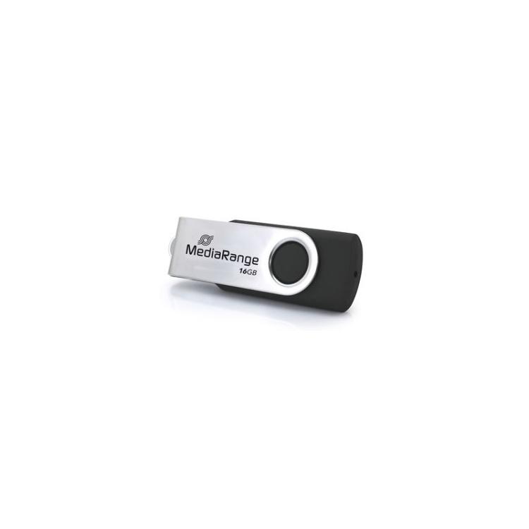 MediaRange - MR1951 unidad flash USB 16 GB USB Tipo C 3.2 Gen 1 (3.1 Gen 1) Negro, Plata