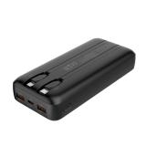 CoolBox - POWERBANK DP20 20000MAH LCD+CABLES INTEGRADOS USB-C+LIGHTING NEGRO CARGA RAPIDA