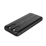 CoolBox - POWERBANK DP10 10000MAH LCD+CABLES INTEGRADOS USB-C+LIGHTING NEGRO CARGA RAPIDA