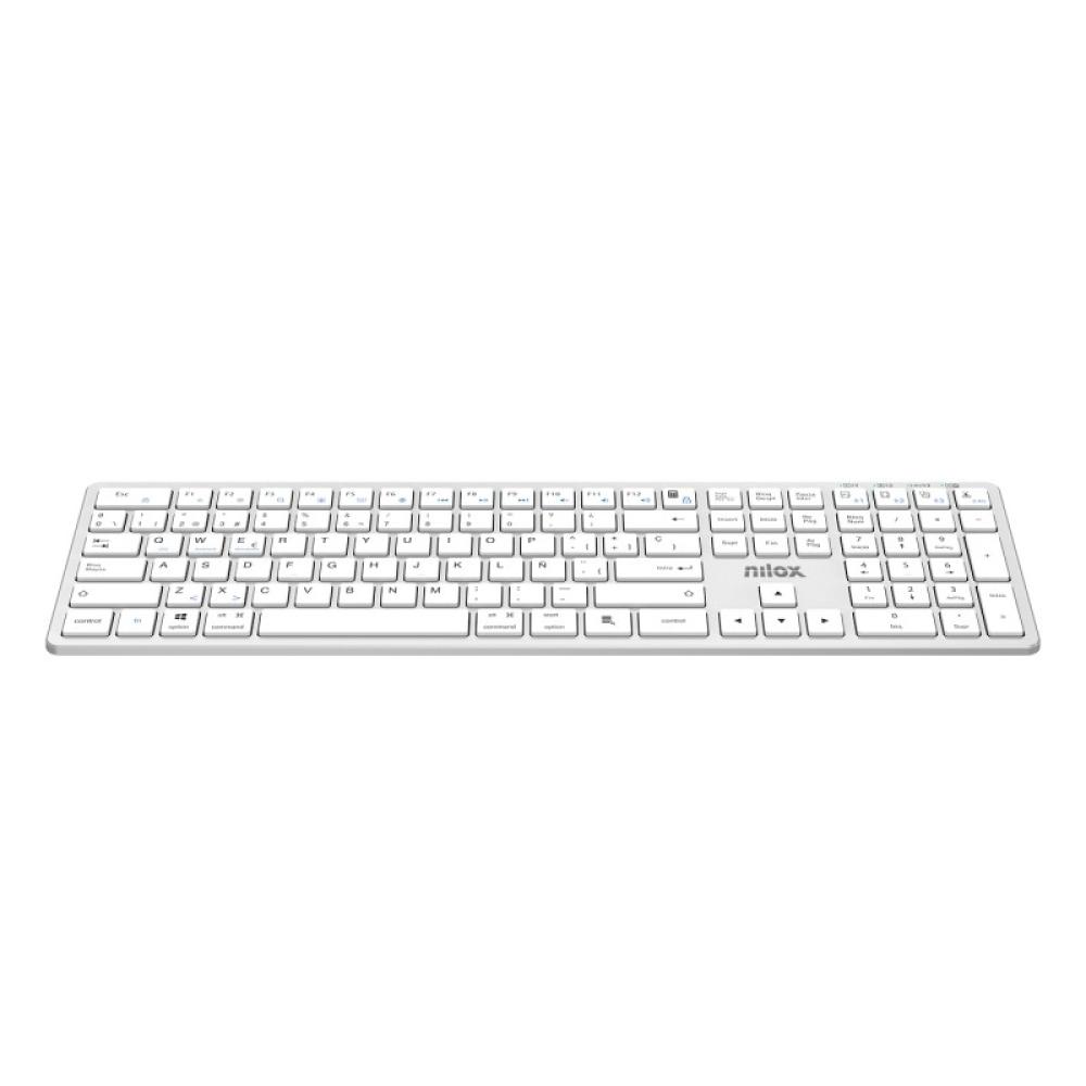Nilox - PRO WIRELESS SILVER ESPANOL teclado Hogar / Oficina USB + Bluetooth QWERTY Español Blanco