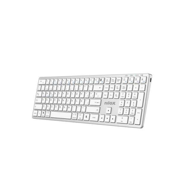 Nilox - PRO WIRELESS SILVER ESPANOL teclado Hogar / Oficina USB + Bluetooth QWERTY Español Blanco