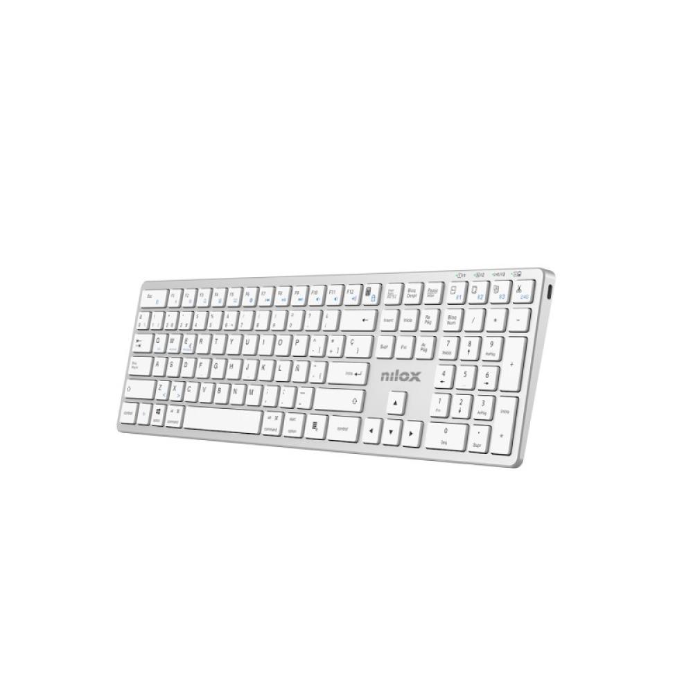 Nilox - PRO WIRELESS SILVER ESPANOL teclado Hogar / Oficina USB + Bluetooth QWERTY Español Blanco