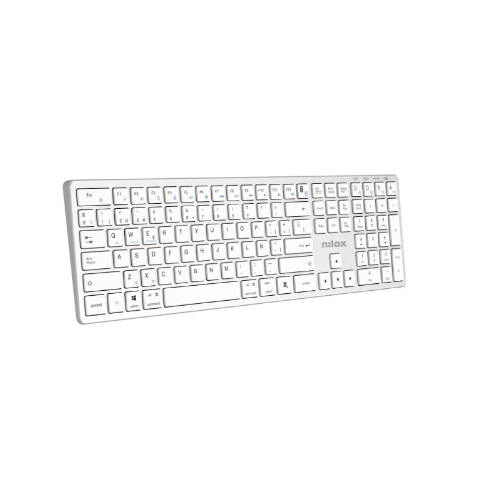 Nilox - PRO WIRELESS SILVER ESPANOL teclado Hogar / Oficina USB + Bluetooth QWERTY Español Blanco