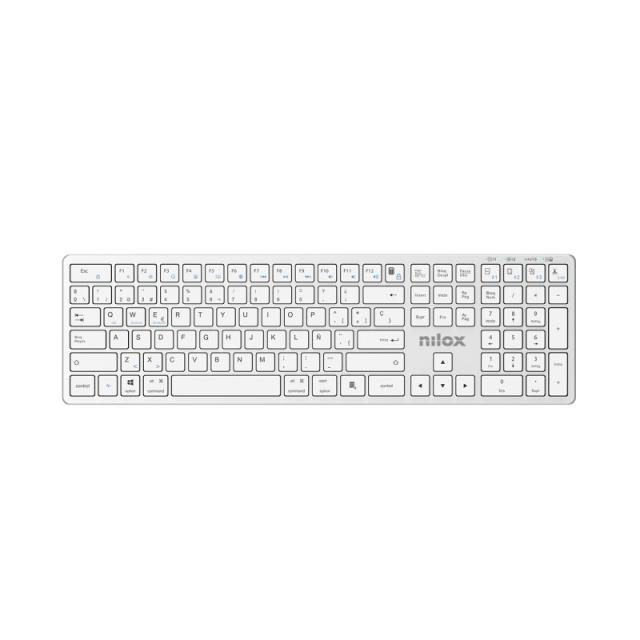 Nilox - PRO WIRELESS SILVER ESPANOL teclado Hogar / Oficina USB + Bluetooth QWERTY Español Blanco