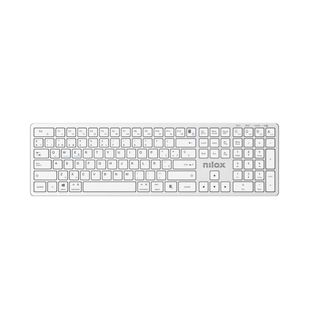 Nilox - PRO WIRELESS SILVER ESPANOL teclado Hogar / Oficina USB + Bluetooth QWERTY Español Blanco