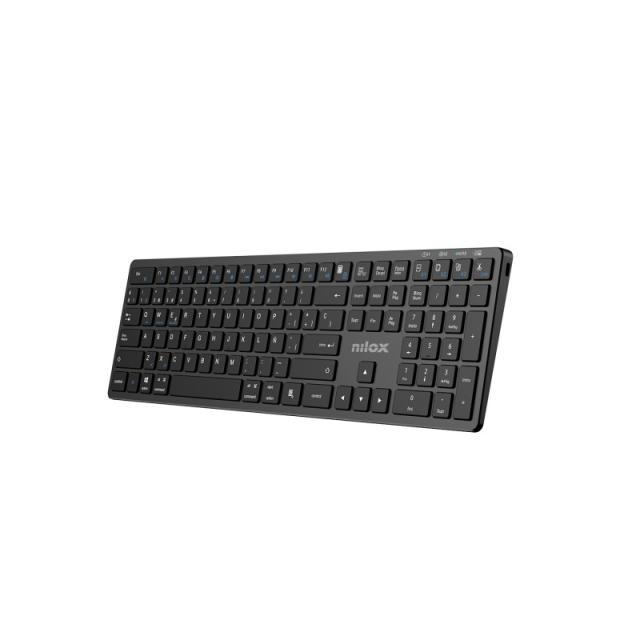 Nilox - PRO WIRELESS BLACK ESPANOL teclado Hogar / Oficina USB + Bluetooth QWERTY Español Negro