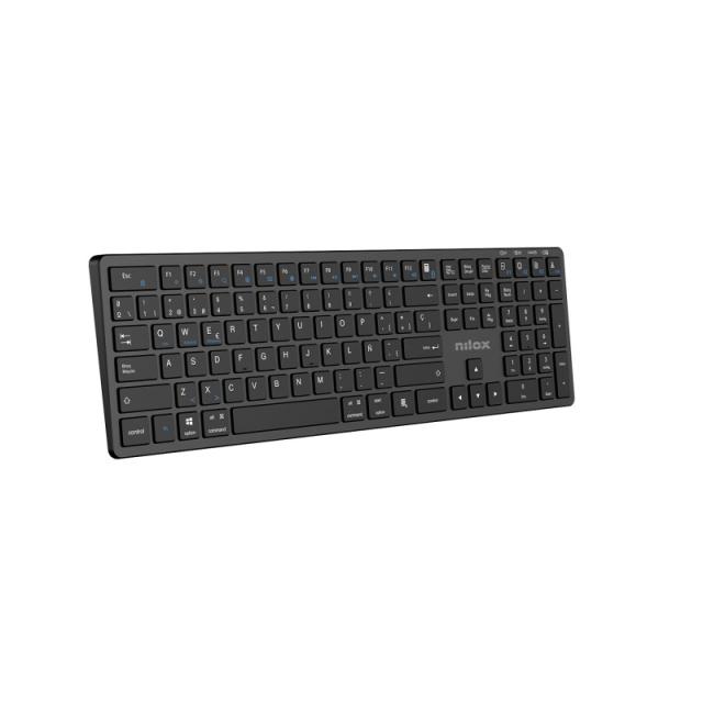 Nilox - PRO WIRELESS BLACK ESPANOL teclado Hogar / Oficina USB + Bluetooth QWERTY Español Negro