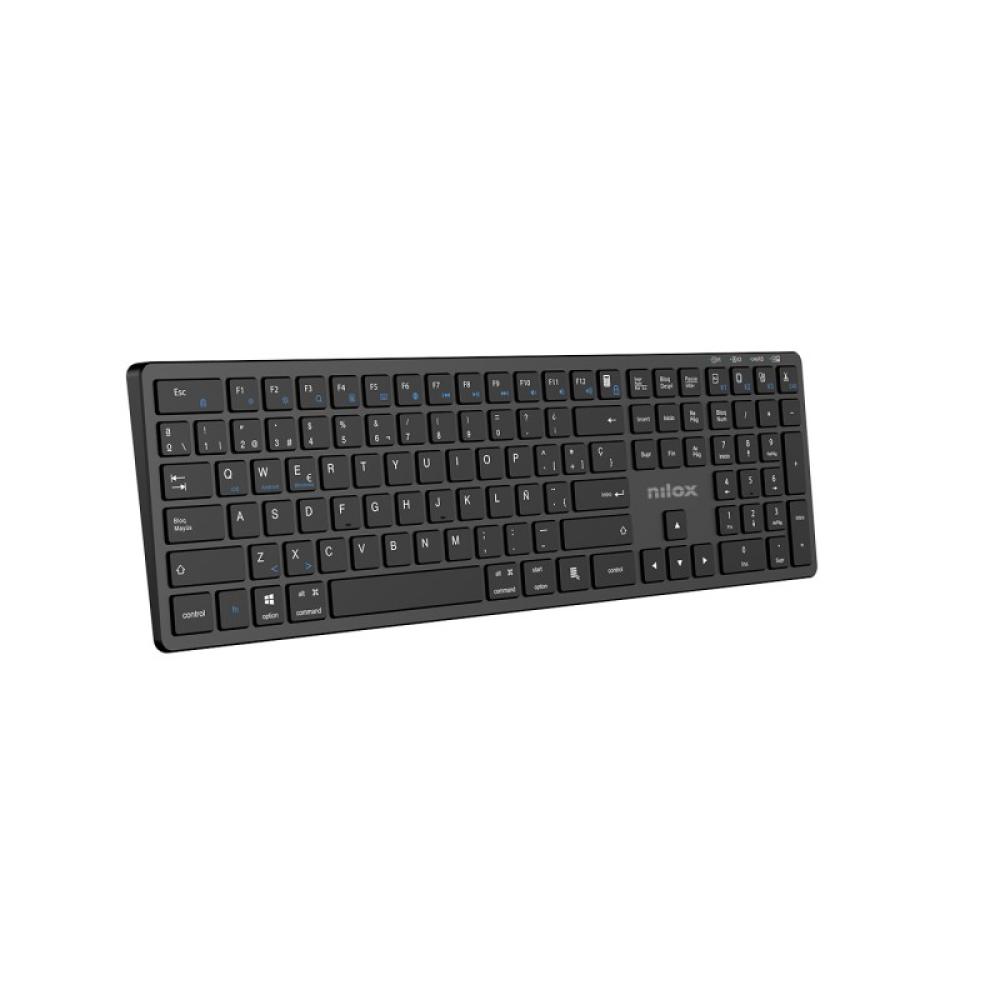 Nilox - PRO WIRELESS BLACK ESPANOL teclado Hogar / Oficina USB + Bluetooth QWERTY Español Negro