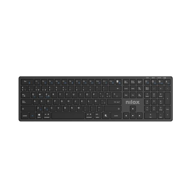 Nilox - PRO WIRELESS BLACK ESPANOL teclado Hogar / Oficina USB + Bluetooth QWERTY Español Negro
