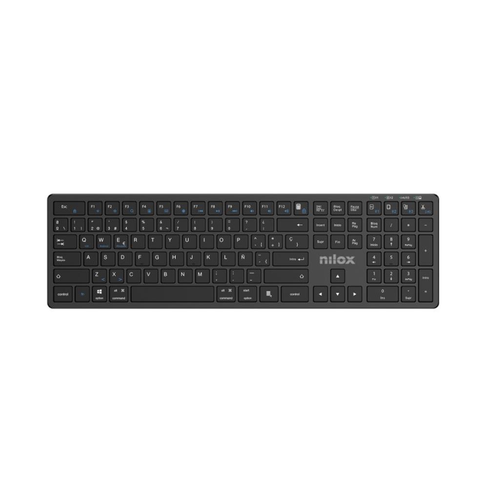 Nilox - PRO WIRELESS BLACK ESPANOL teclado Hogar / Oficina USB + Bluetooth QWERTY Español Negro