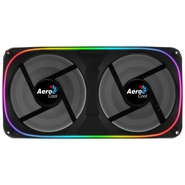 Aerocool - ASTRO24 Doble Ventilador PC 12cm ARGB LED Soporte Antivibración Negro