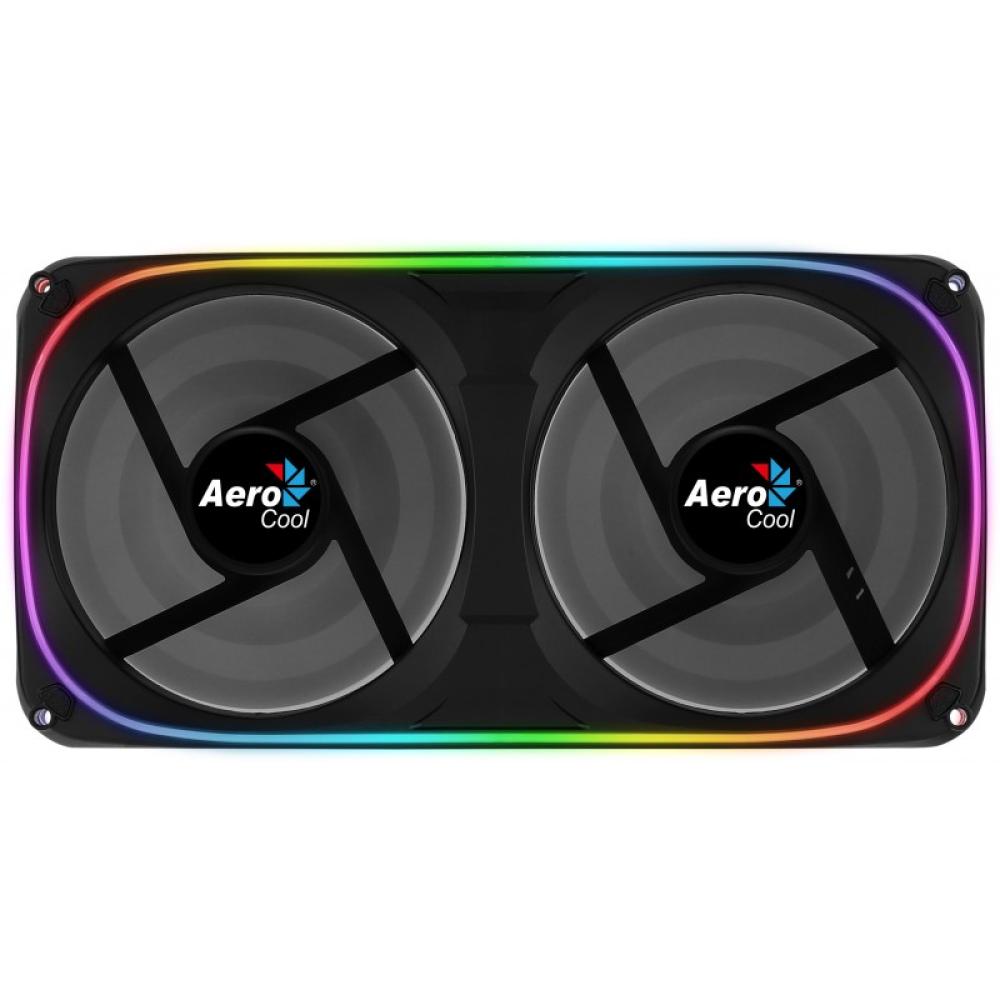 Aerocool - ASTRO24 Doble Ventilador PC 12cm ARGB LED Soporte Antivibración Negro