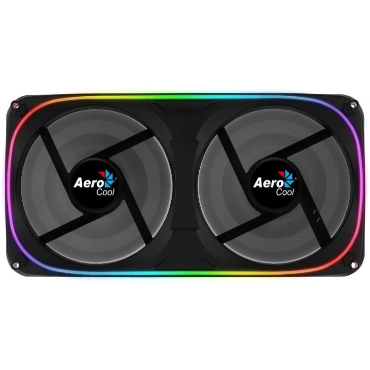 Aerocool - ASTRO24 Doble Ventilador PC 12cm ARGB LED Soporte Antivibración Negro