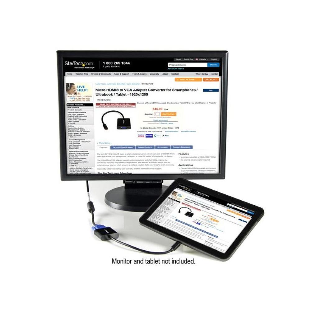 StarTech.com - Adaptador Conversor Micro HDMI a VGA para Smartphones / Ultrabooks / Tabletas - 1920x1080