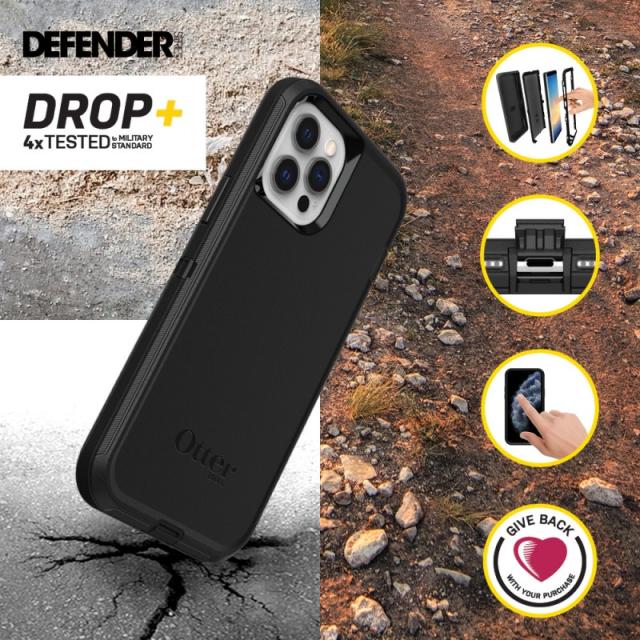 OtterBox - Defender Series para Apple iPhone 12/iPhone 12 Pro, negro