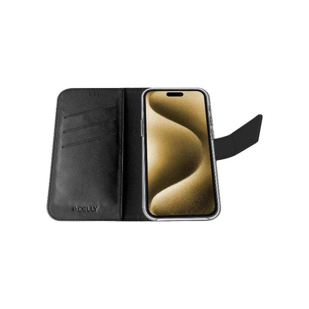 Celly - WALLYMAG funda para teléfono móvil 16,5 cm (6.5") Funda cartera Negro