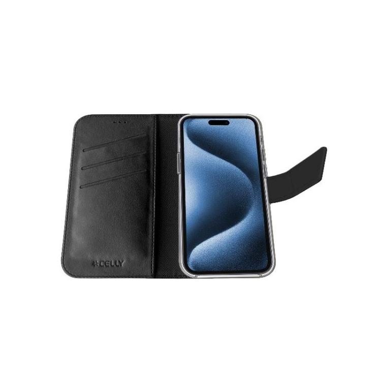Celly - WALLYMAG funda para teléfono móvil 17,5 cm (6.9") Funda cartera Negro