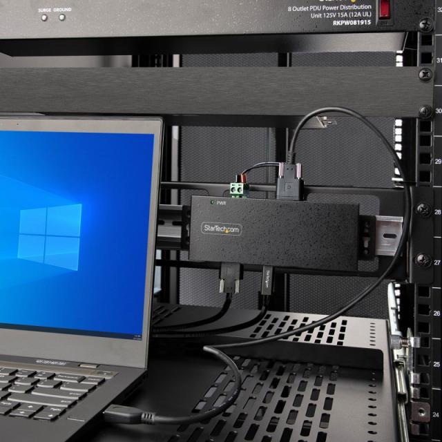 StarTech.com - Hub Industrial de 7 Puertos USB de 10Gbps USB-A y USB-C - con Adaptador de Alimentación - Montable - Ladrón USB d