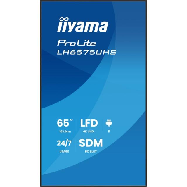 iiyama - LH6575UHS-B2AG pantalla de señalización Pantalla plana para señalización digital 163,8 cm (64.5") LCD Wifi 500 cd / m²