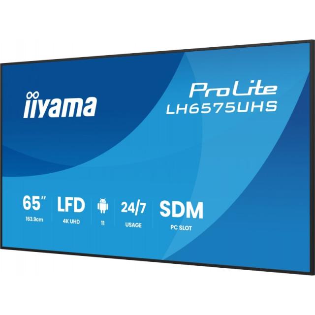 iiyama - LH6575UHS-B2AG pantalla de señalización Pantalla plana para señalización digital 163,8 cm (64.5") LCD Wifi 500 cd / m²