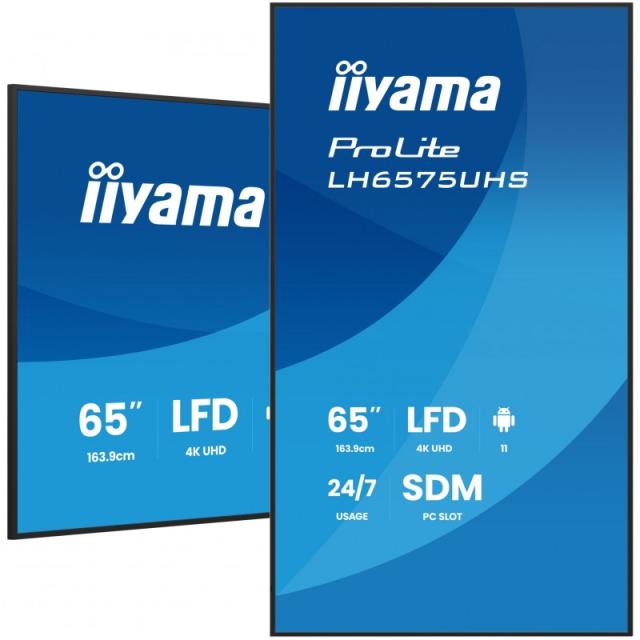 iiyama - LH6575UHS-B2AG pantalla de señalización Pantalla plana para señalización digital 163,8 cm (64.5") LCD Wifi 500 cd / m²