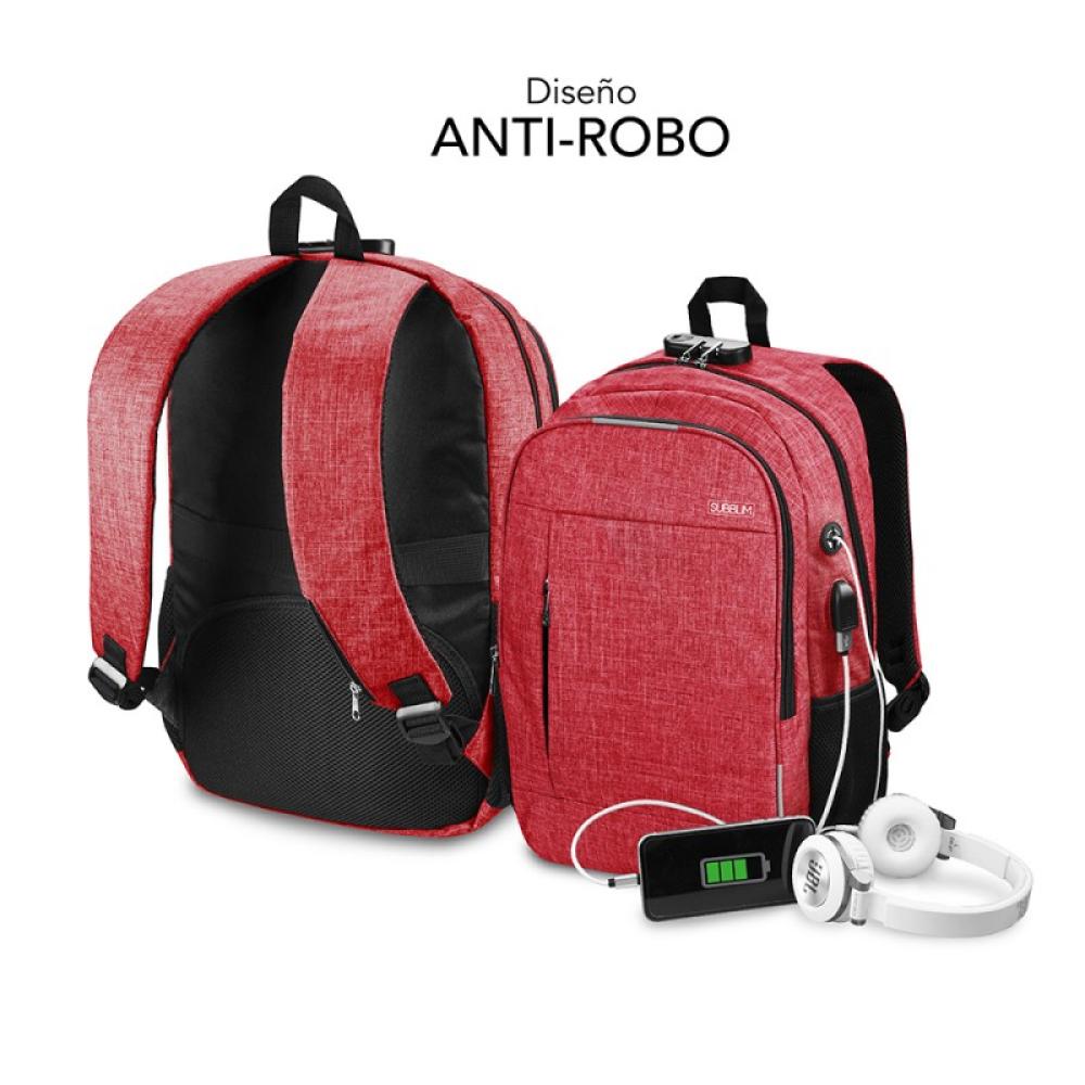 SUBBLIM - Mochila para Portátil Urban Lock Backpack 16" Red