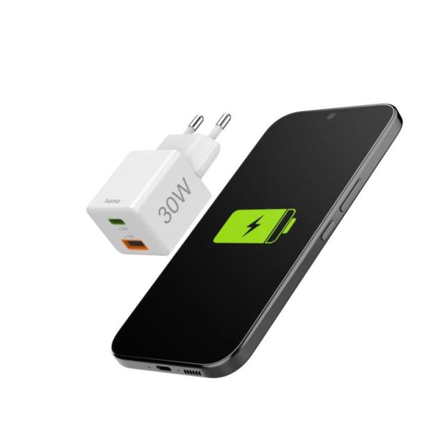 Hama - 00201992 cargador de dispositivo móvil Smartphone Blanco Corriente alterna Carga rápida Interior, Exterior