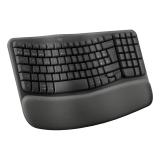 Logitech - Wave Keys for Business, teclado ergonómico inalámbrico con reposamanos acolchado, tecnología Logi Bolt segura, Blueto