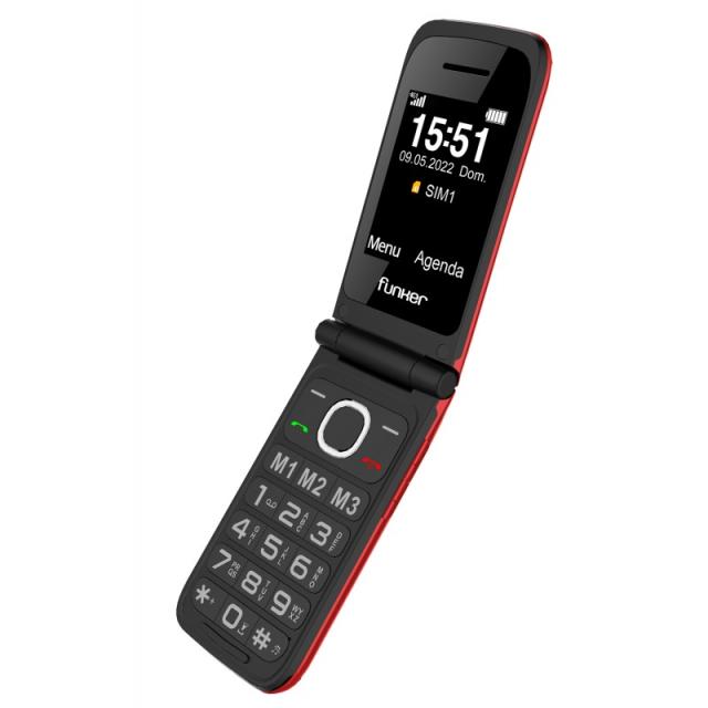 Funker - FUNC200R teléfono móvil 6,1 cm (2.4") 112 g Rojo Teléfono para personas mayores