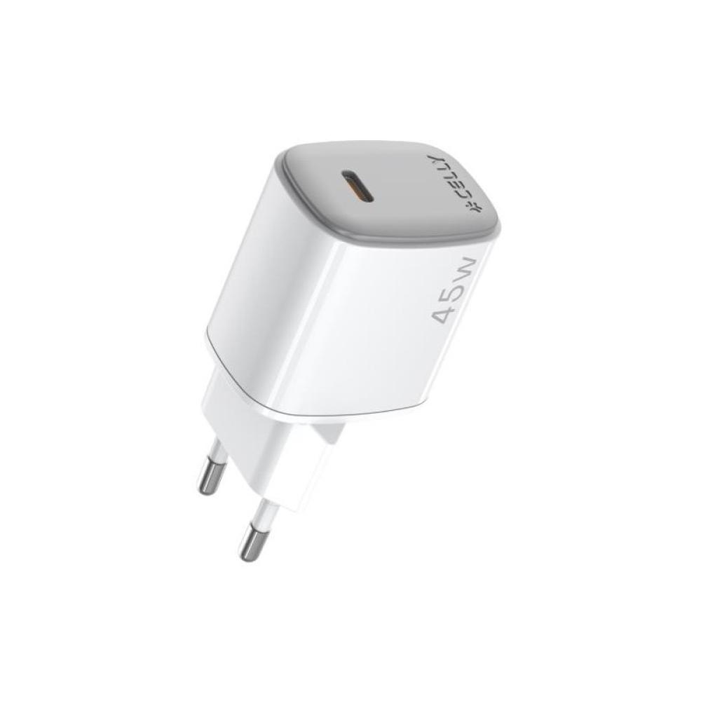 Celly - UPTC1USBC45WCTC cargador de dispositivo móvil Smartphone, Tableta Blanco Corriente alterna, USB Carga rápida Interior